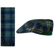 Lambswool Flat Cap and Scarf Set Kennedy Modern Tartan One Size Elasticated Band Men Women Comfort Fit Scottish Gifts for Women Men's Accessories