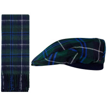 Lambswool Flat Cap and Scarf Set Douglas Modern Tartan One Size Elasticated Band Men Women Comfort Fit Scottish Gifts for Women Men's Accessories