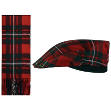 Lambswool Flat Cap and Scarf Set MacGregor Modern Tartan One Size Elasticated Band Men Women Comfort Fit Scottish Gifts for Women Men's Accessories