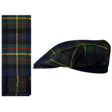 Lambswool Flat Cap and Scarf Set MacLaren Modern Tartan One Size Elasticated Band Men Women Comfort Fit Scottish Gifts for Women Men's Accessories