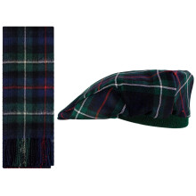 Lambswool Flat Cap and Scarf Set MacKenzie Modern Tartan One Size Elasticated Band Men Women Comfort Fit Scottish Gifts for Women Men's Accessories