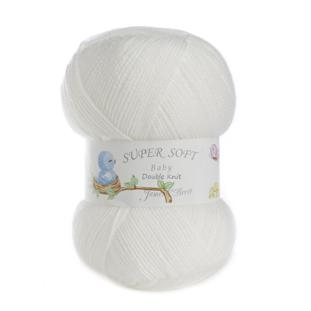 (BB4 (White)) James Brett Acrylic Baby Double Knit Knitting Yarn 100g