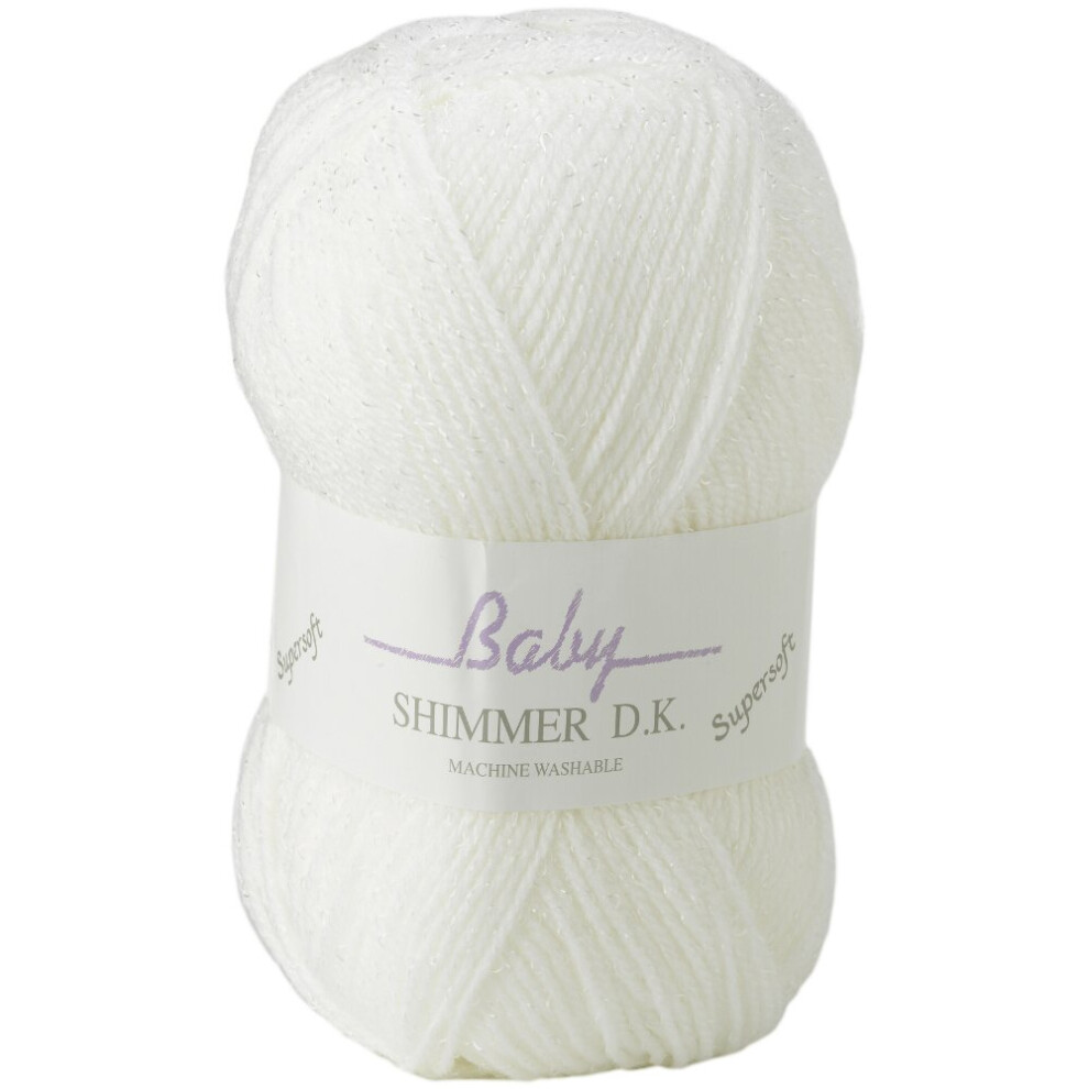 (BS4 (White)) James Brett Baby Shimmer DK Acrylic Knitting Yarn 100g