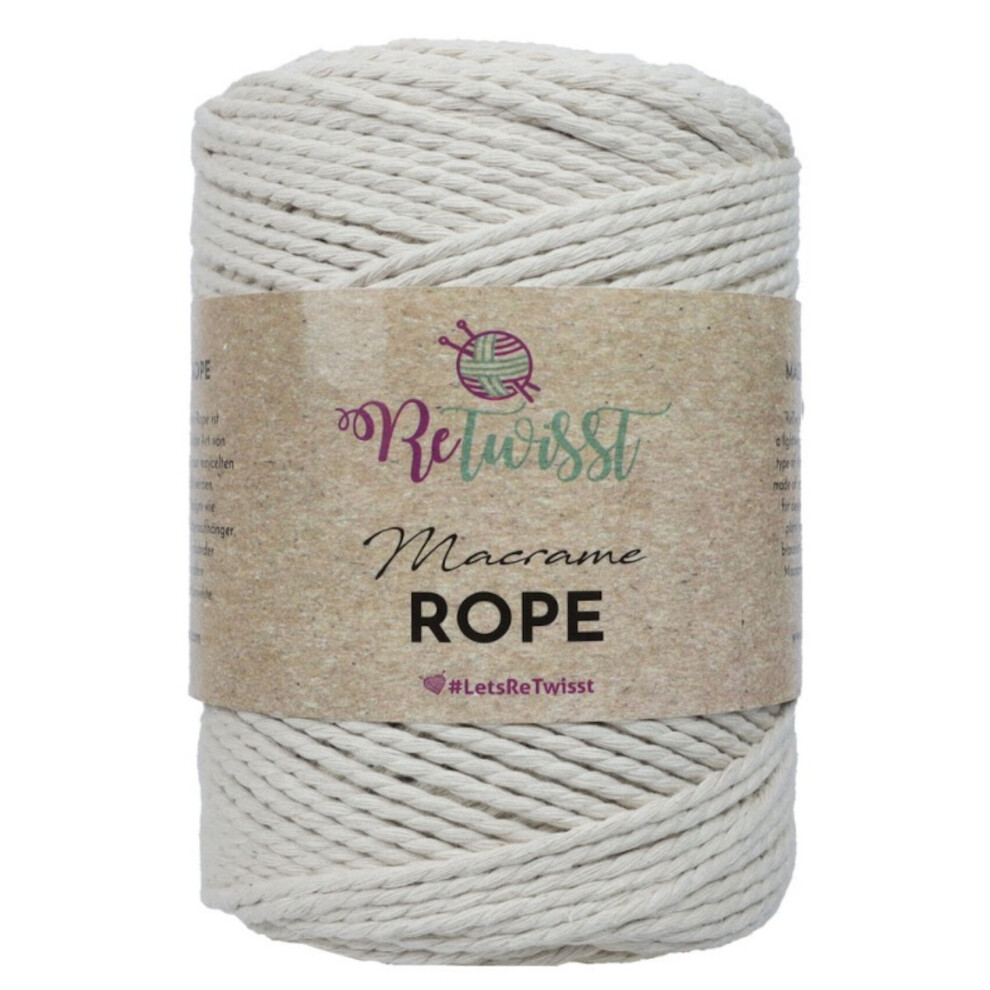 (R3R04 (Cream)) Retwisst Macrame Craft Rope 3mm Twisted Cord 500g