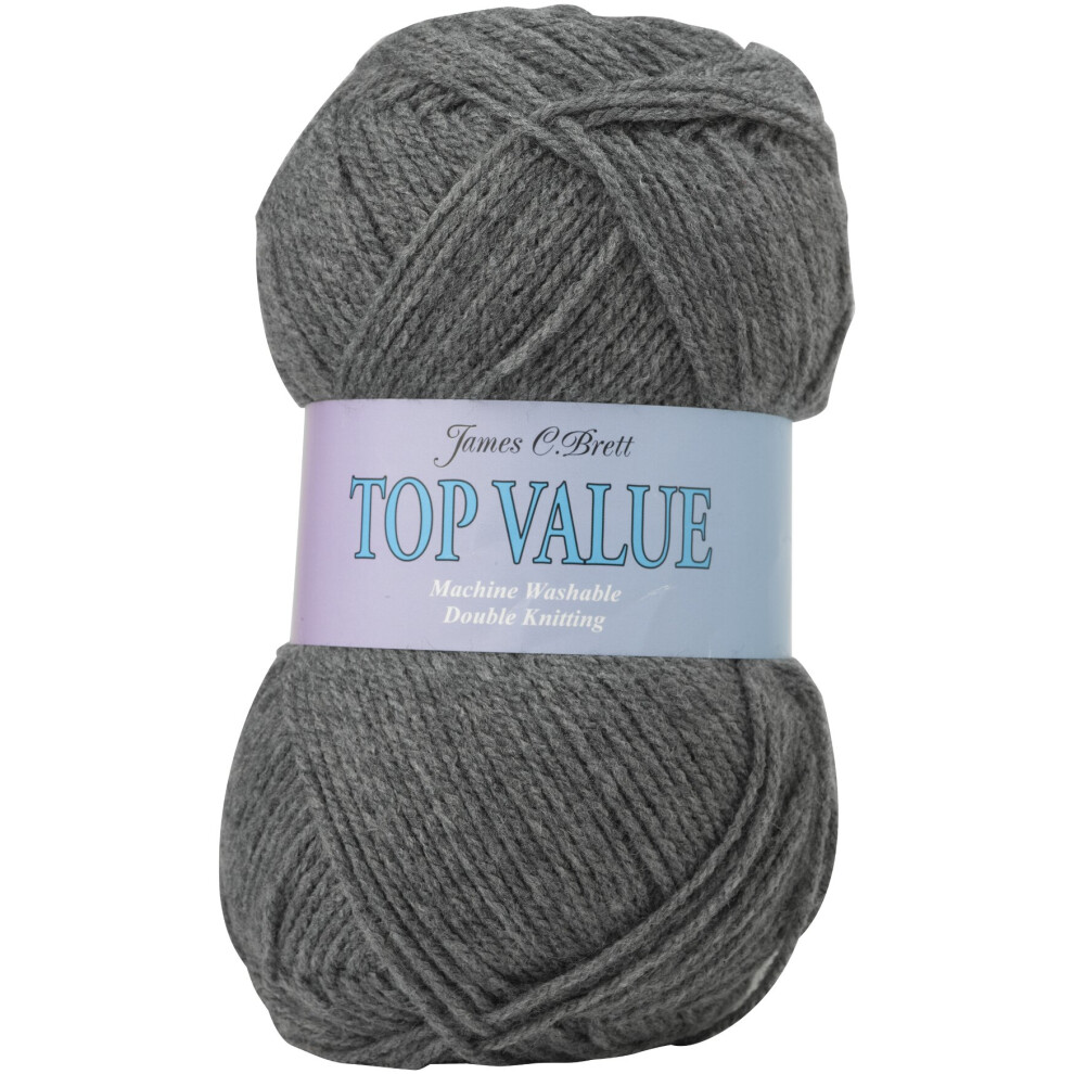 (8429 (Dark Grey)) James Brett Top Value DK Acrylic Knitting Yarn 100g