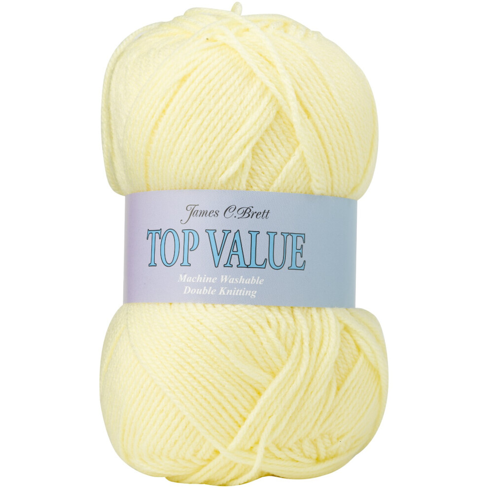 (8412 (Lemon Yellow)) James Brett Top Value DK Acrylic Knitting Yarn 100g