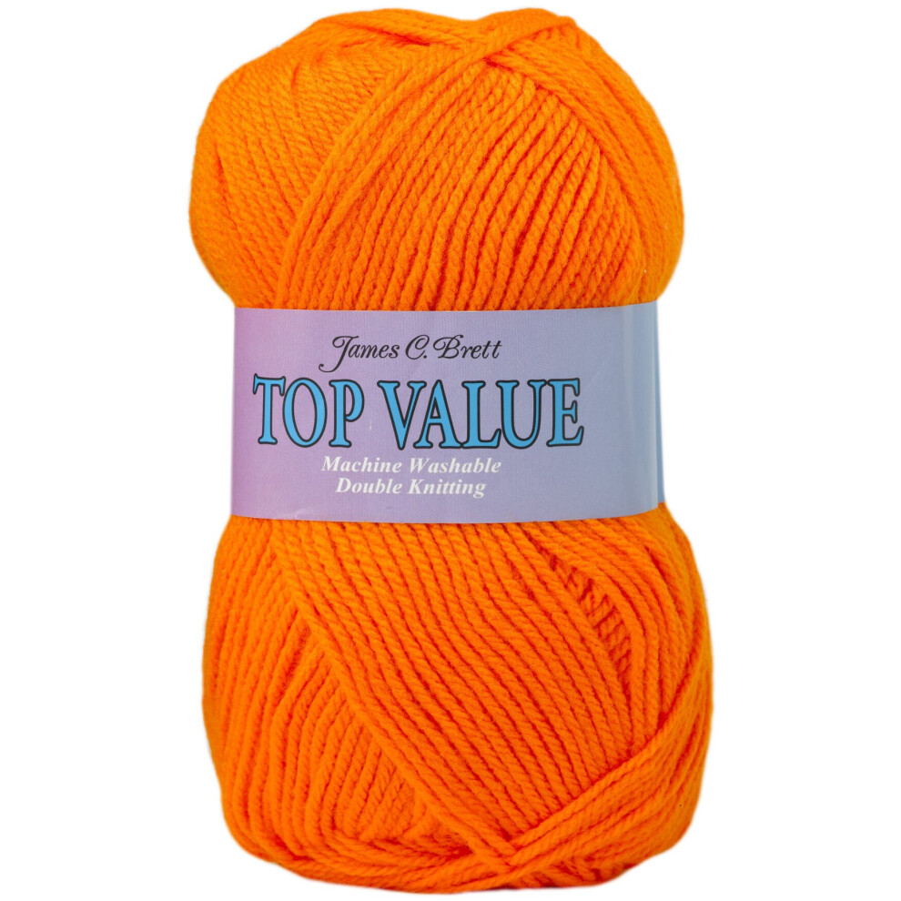 (8443 (Bright Orange)) James Brett Top Value DK Acrylic Knitting Yarn 100g