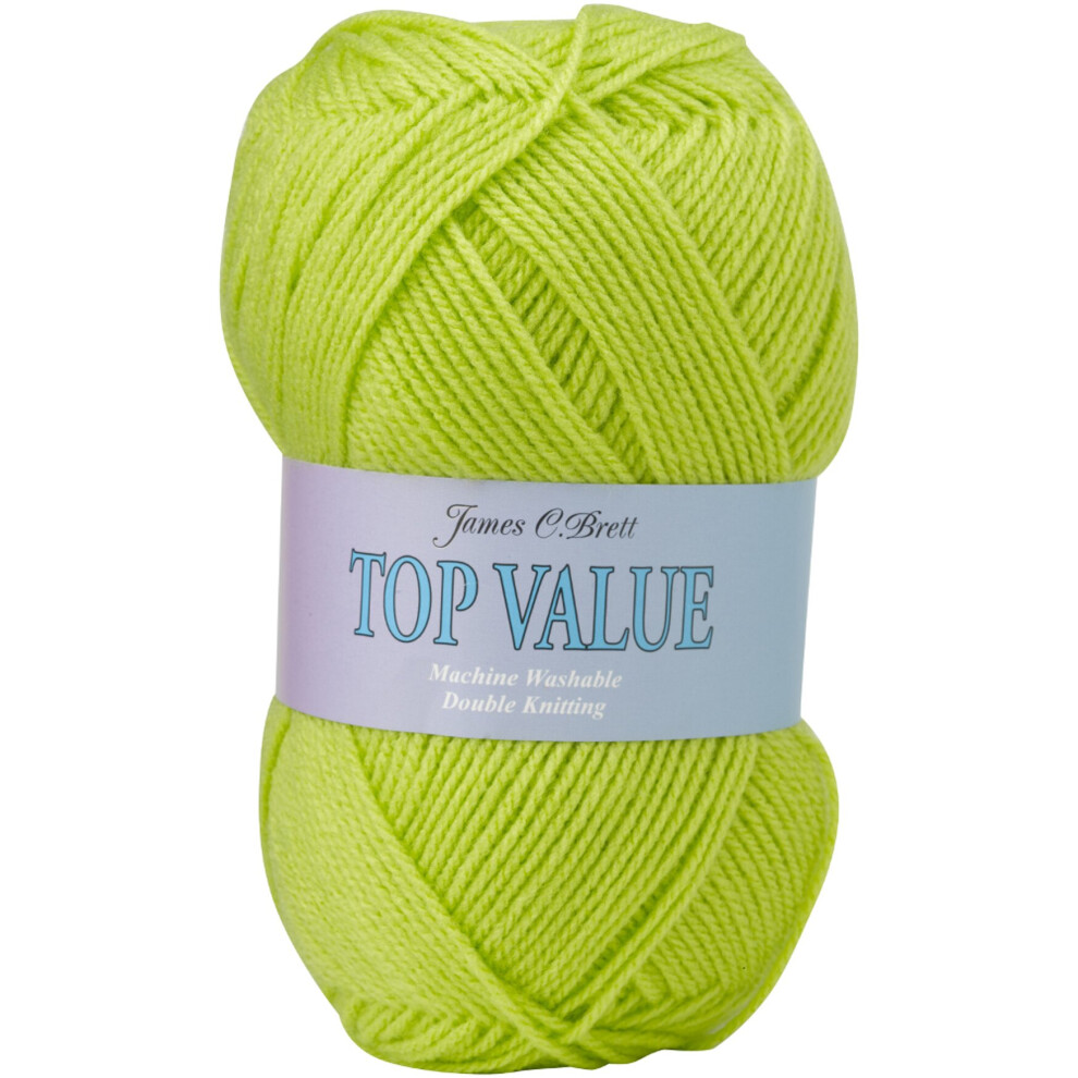 (8445 (Lime Green)) James Brett Top Value DK Acrylic Knitting Yarn 100g