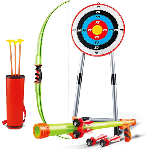 ARCHERY SET BOW & ARROWS TARGET WITH BLOW PIPE & DARTS SUMMER GARDEN PARTY GAME