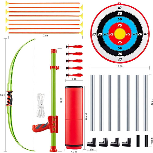 ARCHERY SET BOW & ARROWS TARGET WITH BLOW PIPE & DARTS SUMMER GARDEN PARTY GAME 1
