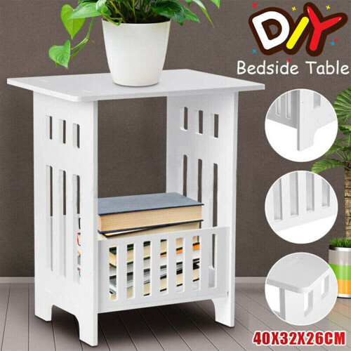 Small Bedside Table Cabinet Side End Coffee Tea Table Nightstand Storage Shelf 1
