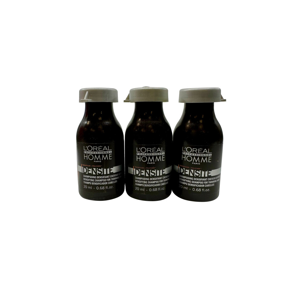 L'Oreal Homme Densite Densifying Shampoo Thinning Hair .68 OZ Set of 3