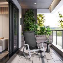Rocking Chair Sun Lounger Garden Seat High Back Texteline Black