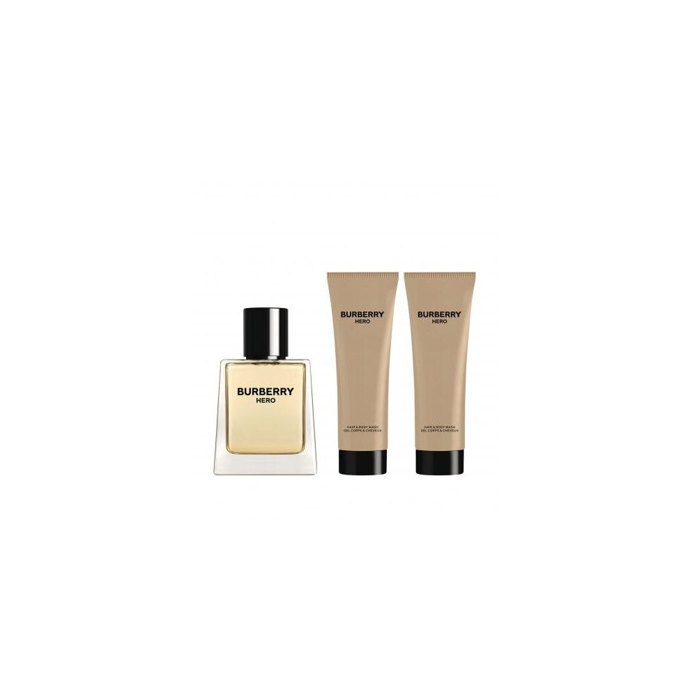 Burberry Hero 3 Pcs Set: 1.6 Eau De Toilette Spray + 2.5 Shower Gel + 2.5 Hair And Body Wash (Hard)