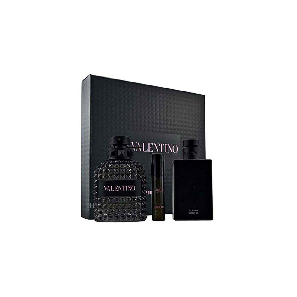 Valentino Uomo Born In Roma 3 Pcs Set: 3.4 Eau De Toilette Spray + 0.5 Eau De Toilette Spray + 3.4 Shower Gel (Hard)