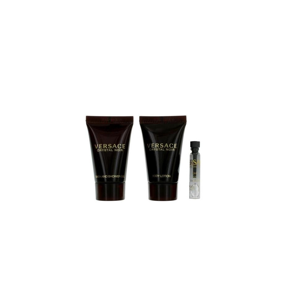 Versace Crystal Noir 3 Pcs Set For Women: 0.05 Eau De Parfum + 0.5 Shower Gel + 0.5 Body Lotion