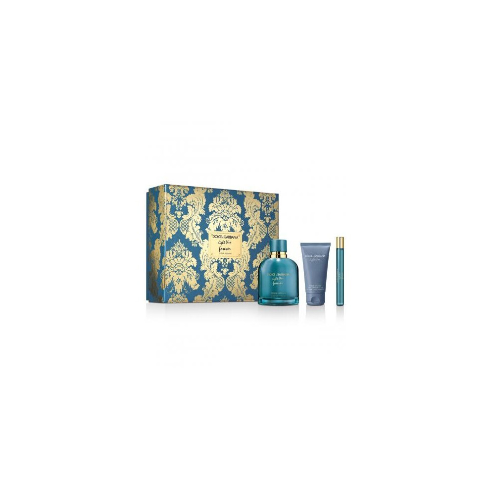 Dolce & Gabnna Light Blue Forever 3 Pcs Set For Men: 3.3 Eau De Parfum + 1.6 After Shave Balm + 0.33 Eau De Parfum