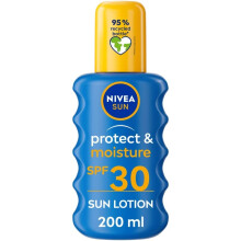NIVEA Sun Protect & Moisture Sun Spray SPF30 (200 ml), Moisturising Suncream Spray with SPF30, Advanced Sunscreen, Providing Effective UVA + UV