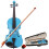 4/4 Full Size Acoustic Violin Set with Case Bow Rosin Bridge Blue 1