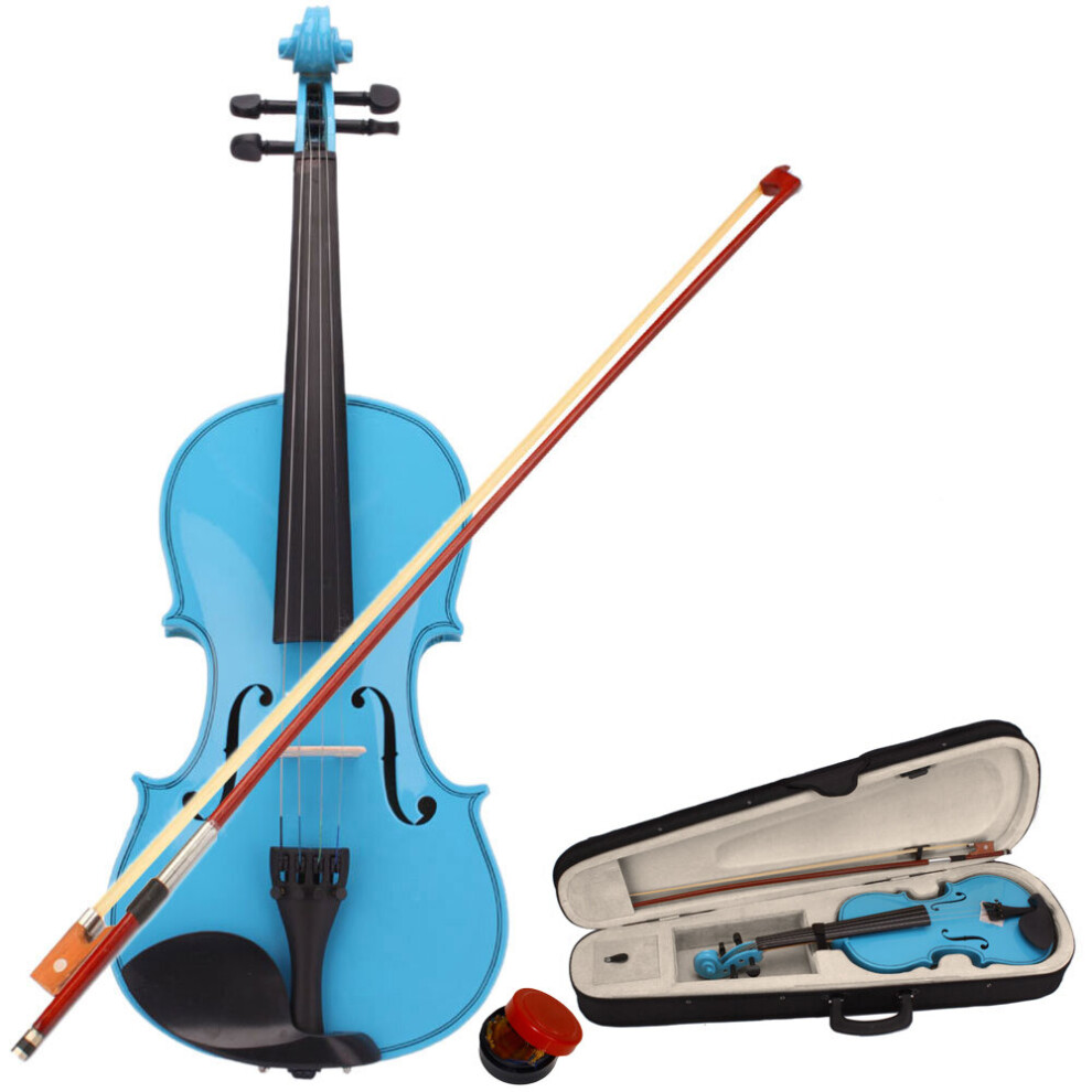 4/4 Full Size Acoustic Violin Set with Case Bow Rosin Bridge Blue