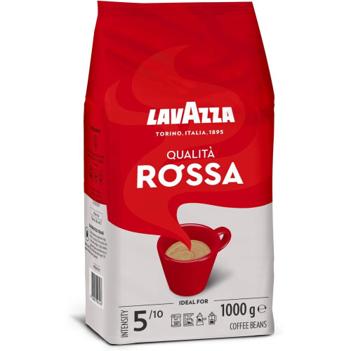 Lavazza, Qualità Rossa, Coffee Beans, with Aromatic Notes of Chocolate and Dried Fruit, Arabica and Robusta, Intensity 5/10, Medium Roasting, 1 Kg