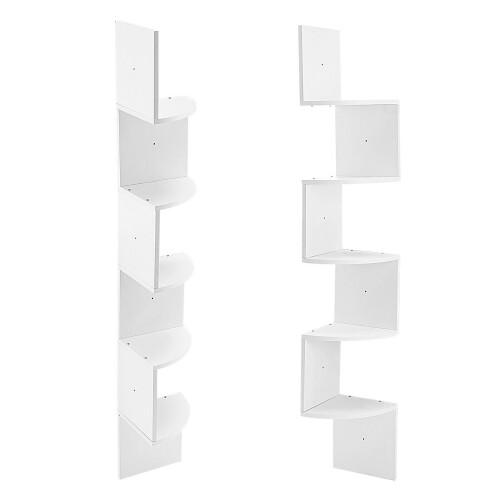 5 Tier Corner Shelf Floating Wall Shelves Display Bookcase Home Decor 2