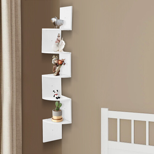 5 Tier Corner Shelf Floating Wall Shelves Display Bookcase Home Decor 1