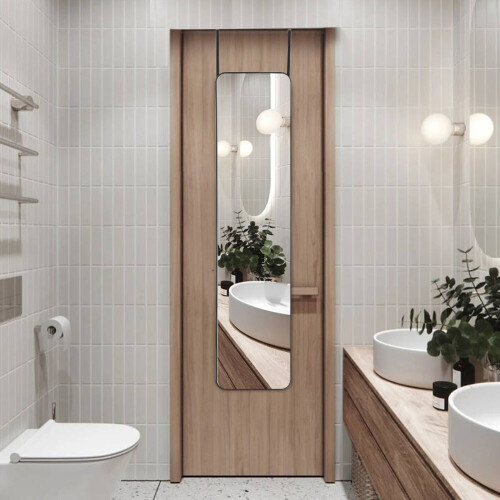 Living And Home (Black) Full Length Mirror with Door Hanging 1