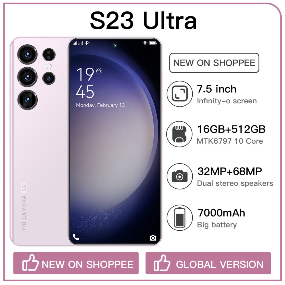 (pink, 12GB+512GB) 2023 the latest large screen smartphone S23 Ultra 