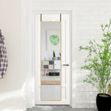 (Gold) Rectangular Metal Frame Over the Door Full Length Mirror 37cm W x 147cm H