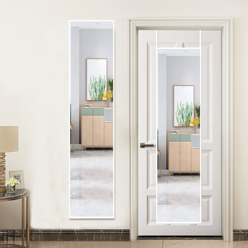 Living And Home (White) Rectangular Metal Frame Over the Door Full Length Mirror 37cm W x 147cm H 2