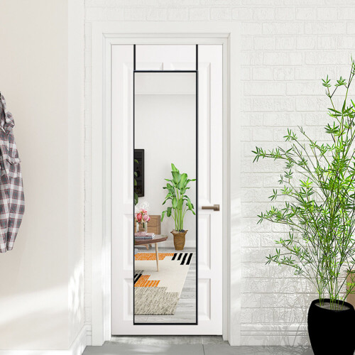 Living And Home (Black) Rectangular Metal Frame Over the Door Full Length Mirror 37cm W x 147cm H