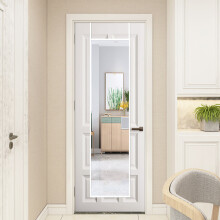 (White) Rectangular Metal Frame Over the Door Full Length Mirror 37cm W x 147cm H