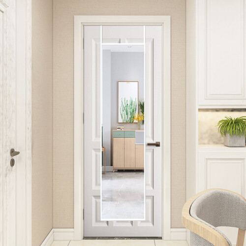 Living And Home (White) Rectangular Metal Frame Over the Door Full Length Mirror 37cm W x 147cm H