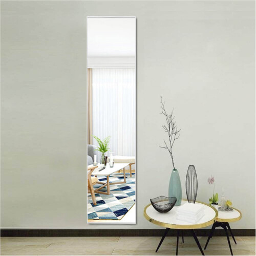 Living And Home (White) Rectangular Metal Frame Over the Door Full Length Mirror 37cm W x 147cm H 1
