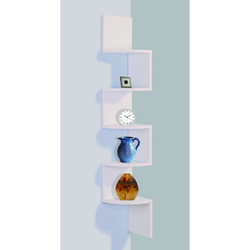 Spot On Dealz Lucca 5 Tier Wall Mounted Corner Shelf - White