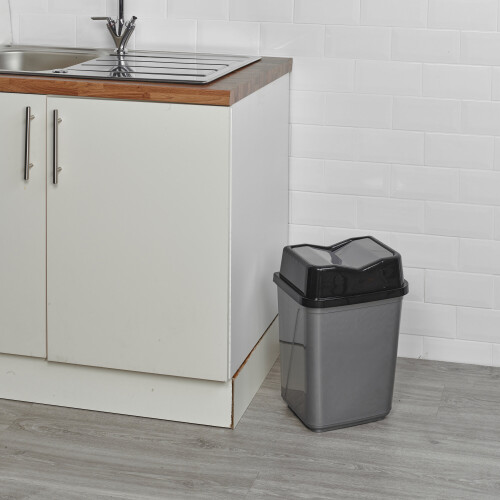 URBN Living (20L Black/Grey) 5/10/20/30/50L Plastic Bin with Butterfly Lid Kitchen 1