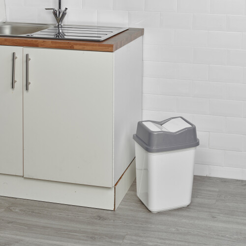URBN Living (20L Grey/White) 5/10/20/30/50L Plastic Bin with Butterfly Lid Kitchen 1