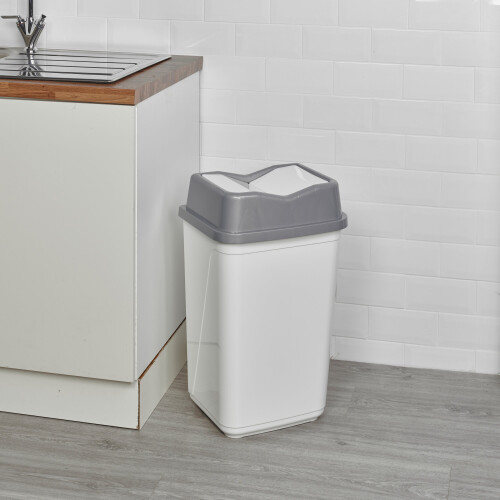 URBN Living (50L Grey/White) 5/10/20/30/50L Plastic Bin with Butterfly Lid Kitchen 1
