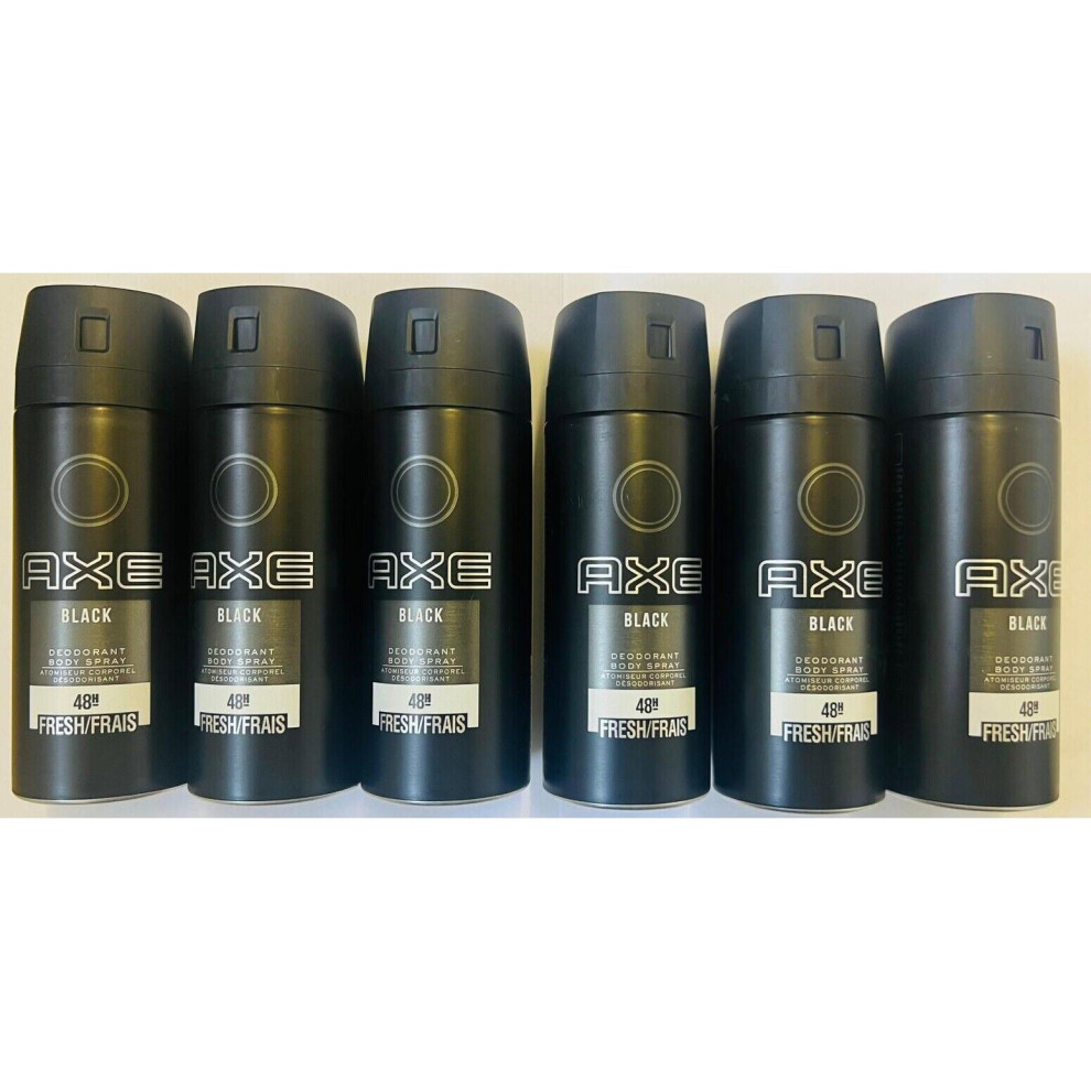 6 x 150ml Axe ( Lynx) BLACK Deodorant Body Spray