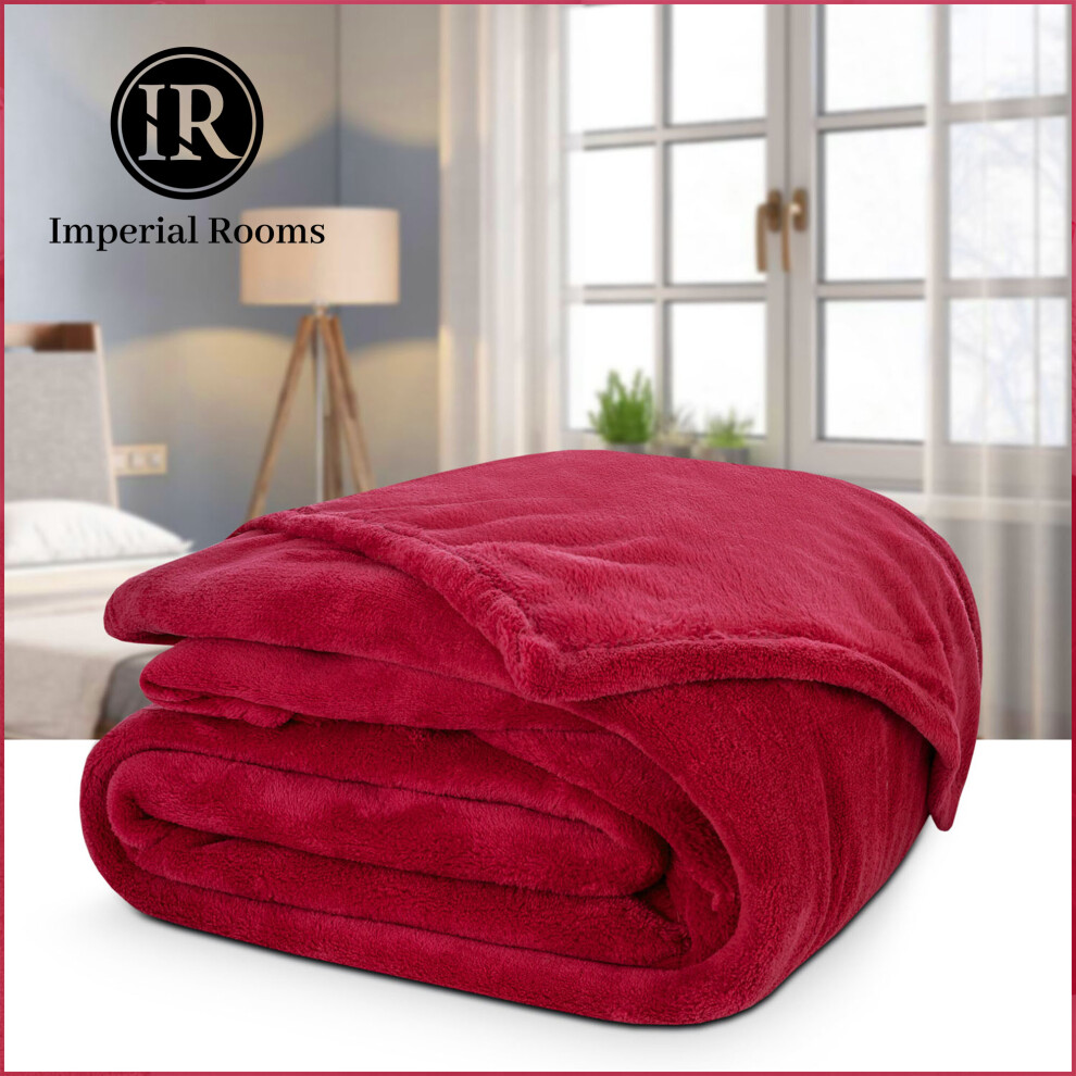 (King Blanket (200x240 cm)) Red Blankets Soft Fleece Throw Plush Soft Warm Cozy