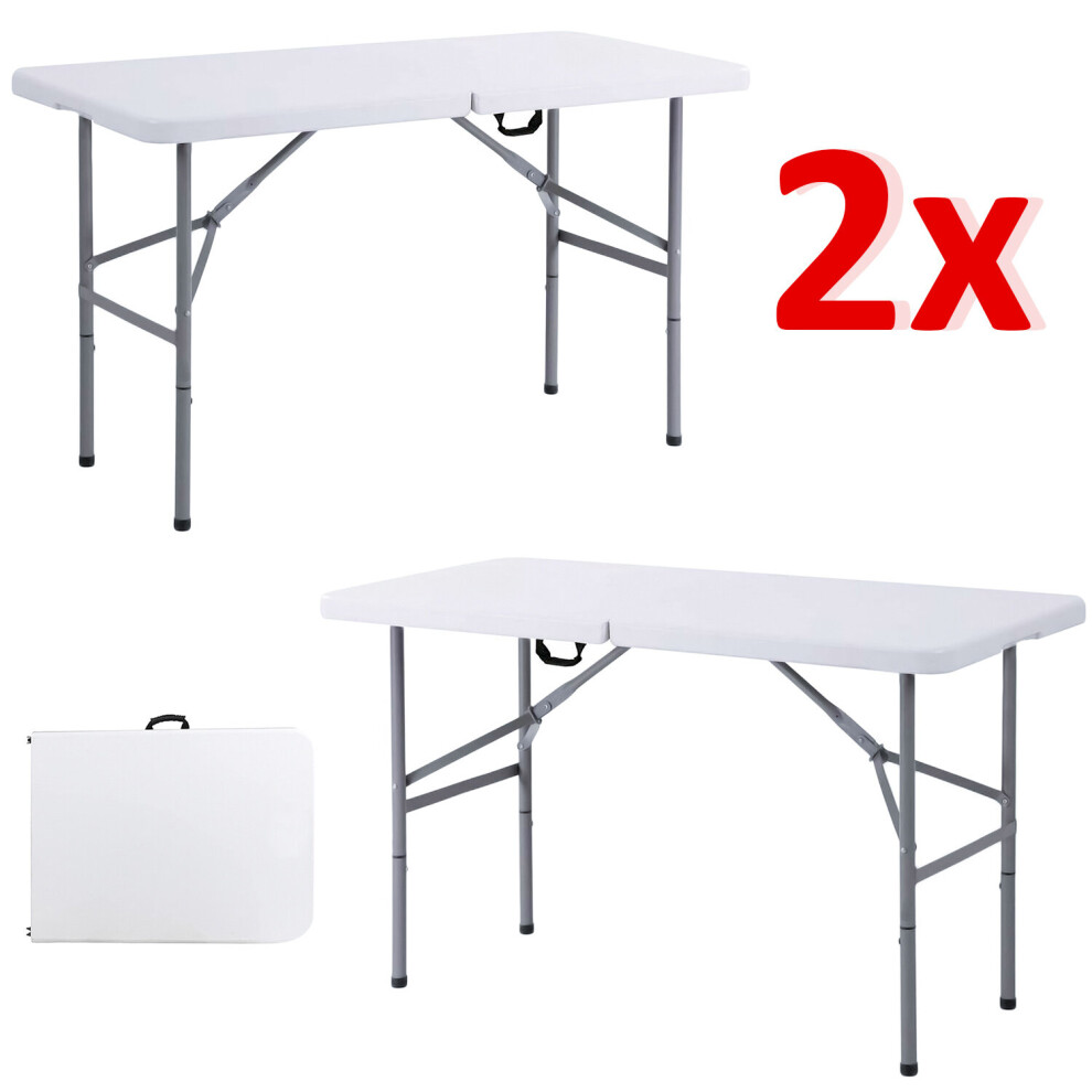 2X 4ft Folding Table Trestle Camping Party Picnic BBQ Garden Indoor Outdoor