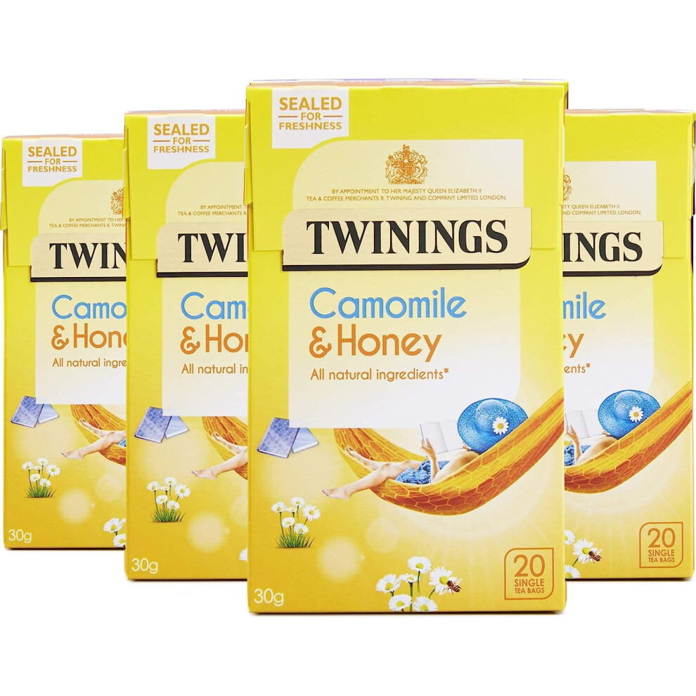 Twinings Camomile and Honey 80 Tea Bags (Multipack of 4 x 20 Bags)