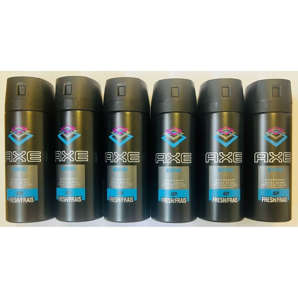 6 x 150ml Axe ( Lynx) MARINE Deodorant Body Spray