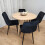 Round Oak Effect Dining Table With 4 Black Velvet Tufted Chairs Set 7
