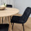 Round Oak Effect Dining Table With 4 Black Velvet Tufted Chairs Set 5