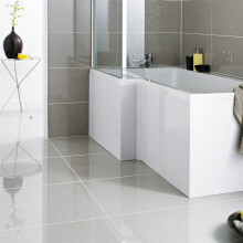 L Shaped Shower Bath Front Side Panel Modern Bathroom White Gloss MDF 1700mm