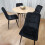 Round Oak Effect Dining Table With 4 Black Velvet Tufted Chairs Set 9
