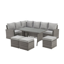 (Grey) EVRE Marylin Rattan Furniture Dining & Sofa Set