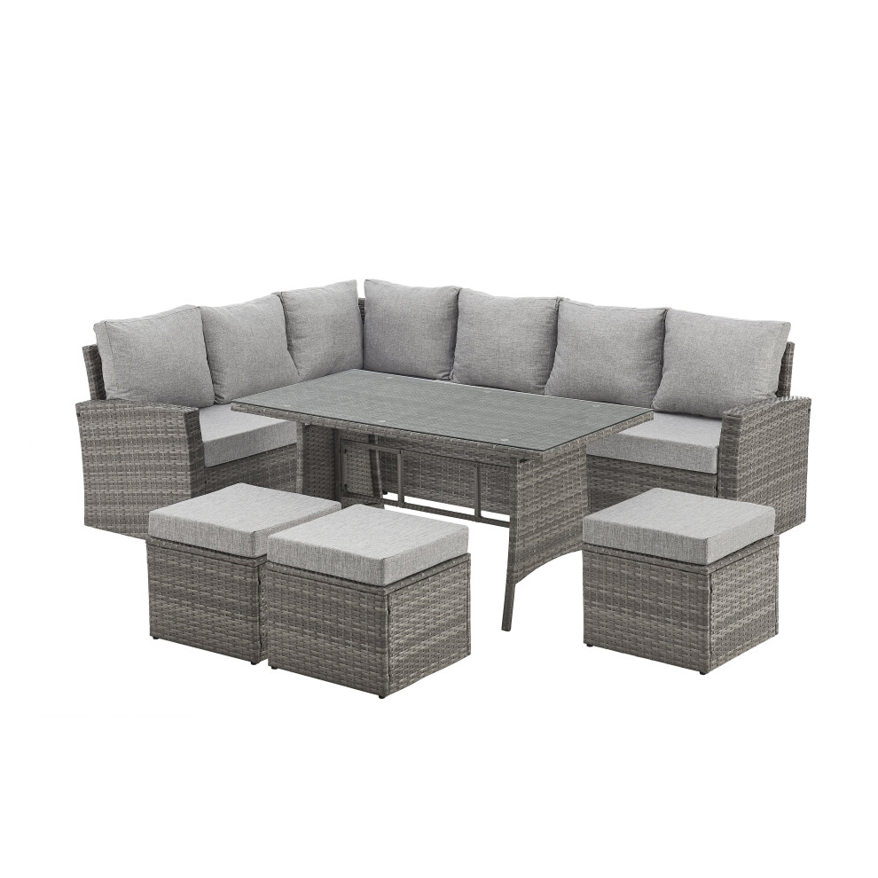 (9 Seat Grey) EVRE Marylin Rattan Furniture Dining & Sofa Set